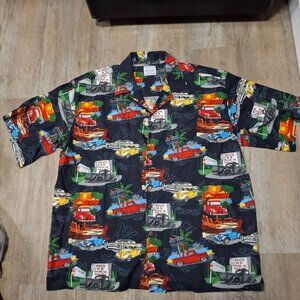 David Carey Originals Mens Route 66 Hawaiian Shirt 3Xl Retro Cars  Short Sleeve